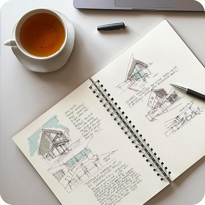 le vent 2-Pack A4 Dot Grid Spiral Notebooks - 8.5 x 11 Dotted Journals with 200 Pages of Premium 100gsm Thick Ink-Proof Paper - Large Bullet Journal for Writing, Sketching, and Work