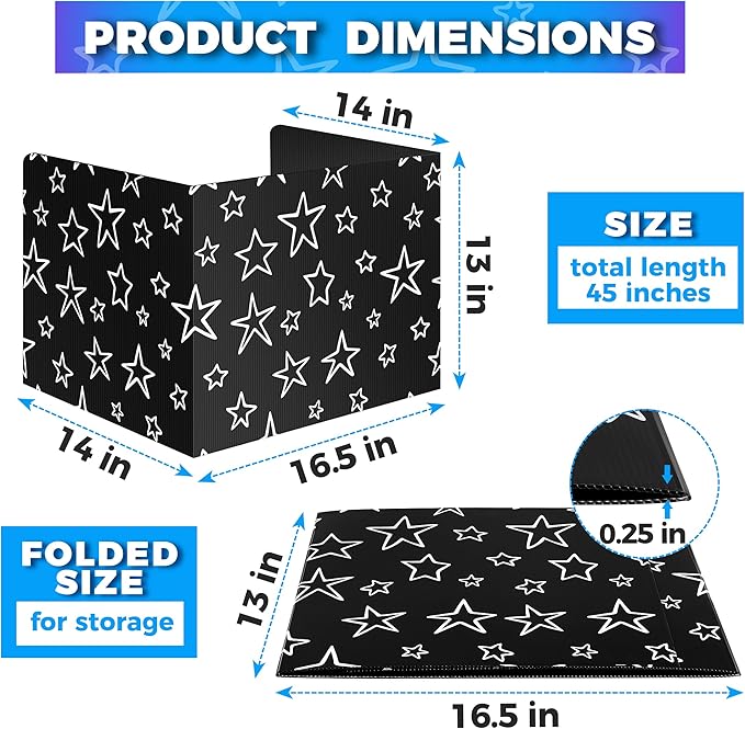 22-Pack Desk Dividers for Students - Star, Durable & Waterproof Plastic Study Carrel Divider, Classroom Folders Teacher Supplies, Easy-to-Clean Plastic Privacy Shield Folder Boards for Student Desks