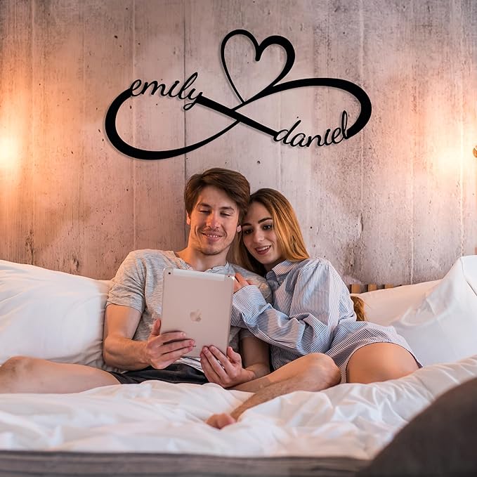 Personalized Valentines Day Metal Wall Sign, Custom Infinity Heart Love Couple Name Sign, Valentine Day Couple Gift, Metal Engagement Sign, Wedding Gift For Husband and Wife, Home Decoration