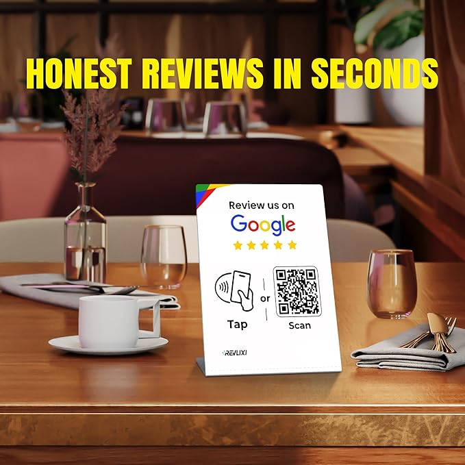 REVLIXI Google Review Stand (2 PCS) -Boost Google Reviews w/Reusable Google Review Tap Card Stand & QR Code Stand- No App No Subscription - Compatible with iPhone & Android - Grow with Google Reviews