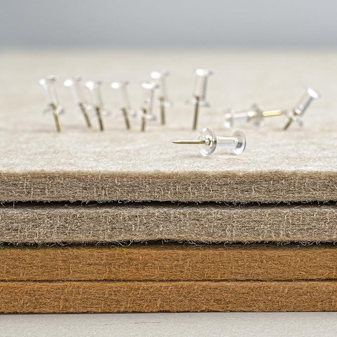 Bulletin Board, 24 x 18 inches Felt Board Decorative Pin Board, Cork Board Alternative for Wall, Foldable Photo Board Self-Adhesive Vision Board Mood Board with 20 Pushpins - Apricot