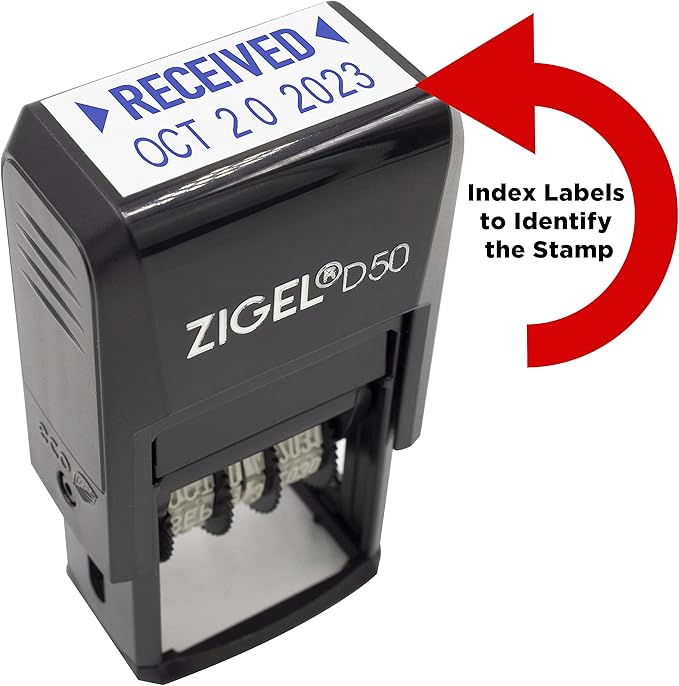 ZIGEL D50 Date Stamp with Received - Self Inking Date Stamp - Blue