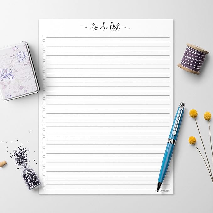 321Done To Do List Notepad - 50 Sheets (8.5" x 11") To-Do Checklist Tear Off Planning Pad, Large Letter-Size - Made in The USA - Simple Script - College-Ruled