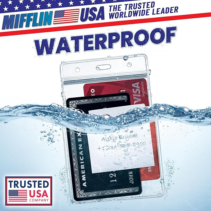 Mifflin-USA Large (L) Vertical ID Badge Holders (Clear, 3x4 inch, 1000 Pack), Plastic Nametag Covers with Zipper, Name Tag Holder
