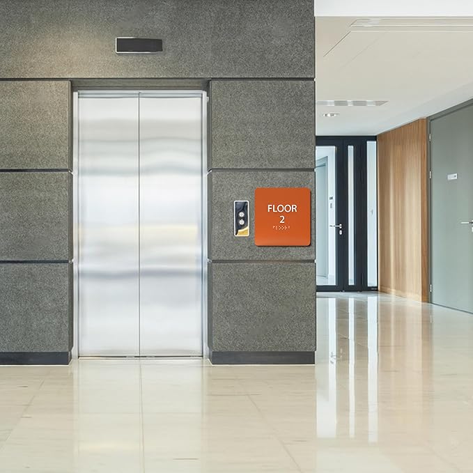ADA CENTRAL SIGNS - 6" X6" Floor 2 Sign - ADA Compliant Tactile Graphics Grade 2 Braille Text Acrylic Wall Signs - Directional Assistance, Floor Number Safety Sign for Office, school Hospital, Apartment