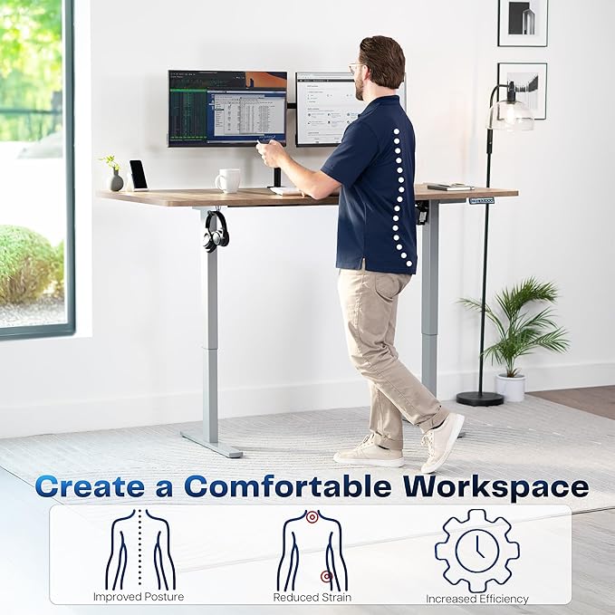 VIVO Electric 71 x 36 in Standing Desk, Memory Height Adjustment, 1B Series, Holds 220 lbs, Reclaimed Wood Top Gray Frame, DESK-KIT-1G7P-36