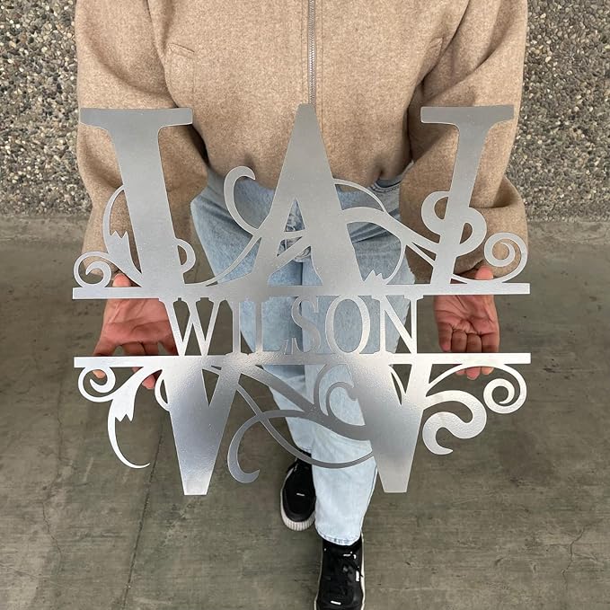 DecoSoul Personalized Metal Name Signs, Split Letter Monogram Wall Art Decor, Durable Steel Family Last Name Decor, Custom Signs Indoor or Outdoor, Personalized Wedding Gifts, Housewarming Gift