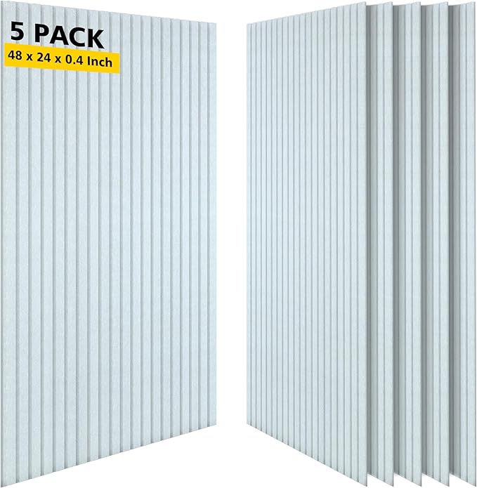 AUTORIFIC Acoustic Panels,5 Pack Sound Panels Noise Reducing for Walls,47.2"x23.6"x0.35" Soundproof Wall Panels,High-Density Acoustic Wall Panels,Decorative Wall Sound Absorbing Panel,White