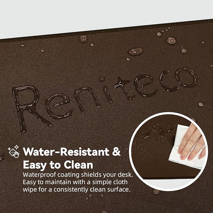 Reniteco Waterproof Large Gaming Mouse Pad with Durable Stitched Edges, Non-Slip Rubber Base, Grainy Jacquard Mouse Mat Desk Pad for Home Office Gaming, 31.5''x11.8''x0.12'', Matte Brown