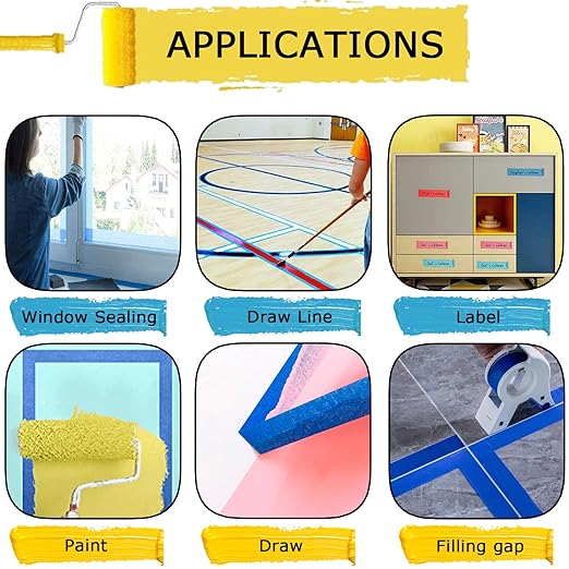 Masking Tape, Blue Tapes, Painters Tape, Artist Painter's Painting Paper Tape for Multi-Purpose Wall Paint, DIY Crafts, Scrapbook, Decoration, Labeling, Edge Finishing, 0.94INx60.1YDSx6 Rolls=360.6YDS