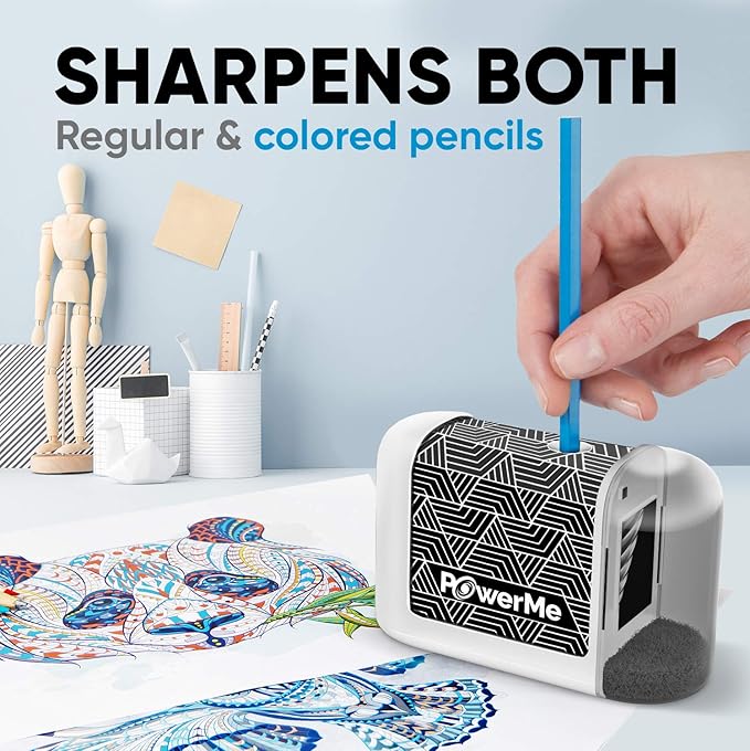 Battery-Operated Electric Pencil Sharpener for Kids, School, Home, Office - for No. 2 Pencils and Colored Pencils