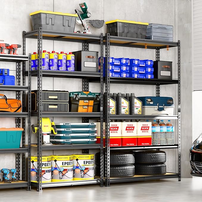 LEVELEVE 5-Tier Storage Shelving Unit, 2020 lbs Capacity, Heavy Duty Adjustable Metal Utility Shelf, 48" L x 18" W x 73" H for Garage, Kitchen, Pantry, Basement, Bathroom, Laundry