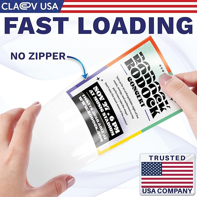 Claev Vertical Large (L) Flexible and Tear Resistant ID Badge Holders (Clear, 3x4 Inch, 100 Pack), Clear Easy Open Plastic Name Card Holders for Conferences, Conventions, Offices & Schools
