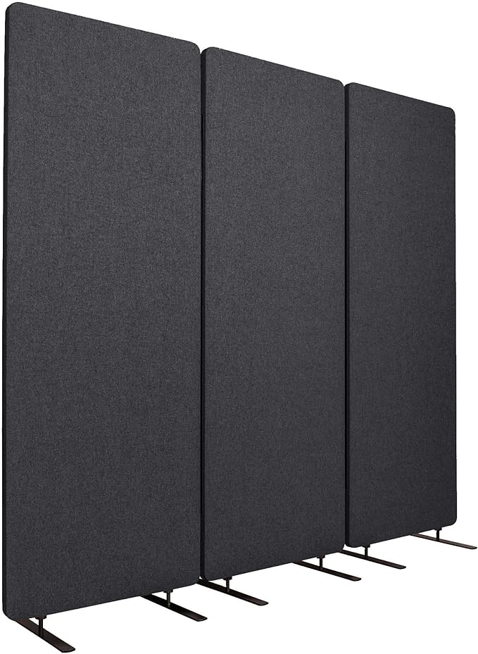 Stand Up Desk Store ReFocus Freestanding Noise Reducing Acoustic Room Wall Divider Office Partition (Ash Grey, 72" x 66", Zippered 3-Pack)