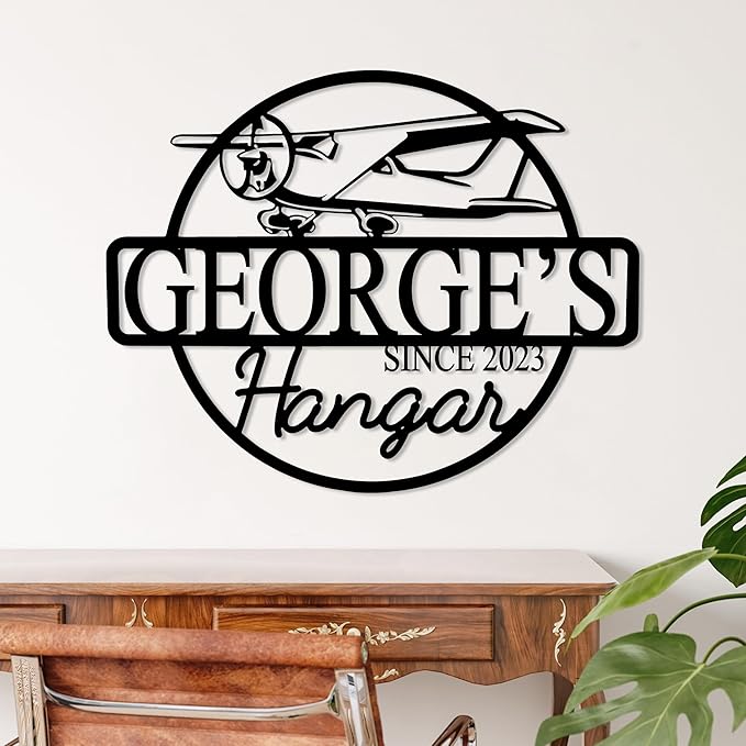 Personalized Metal Airplane Wall Art, Airplane Name Sign, Customized Pilot Name Sign, Airplane Hangar Sign Decor, Aviation Home Office Decor, Large Outdoor Decor, Pilot Gifts, Aircraft Lovers Gift
