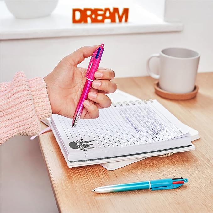 BIC 4 Color Smooth Gradient Retractable Ballpoint Pen with 1.0 mm Point, 12-Count in Assorted Ink Colors