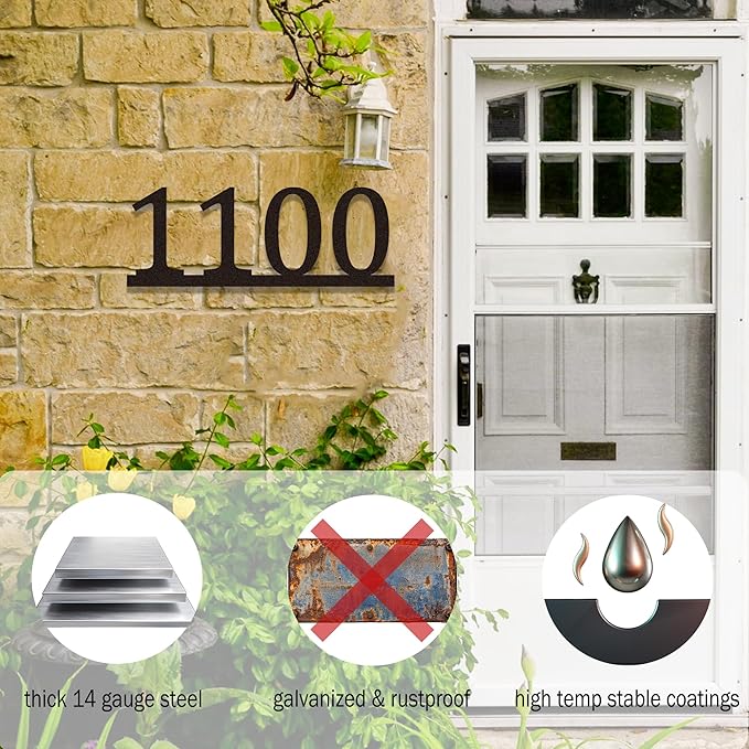 Personalized Metal Horizontal House Numbers for Outside, Address Numbers,Address Sign for Outside,5-9 Inch Large Address Plaque, Address Signs for House, Modern House Numbers