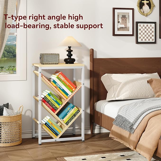 IBUYKE 5 Tier Tree Bookshelf, Small Desktop Bookshelf with Storage Organizer,for Books/CDs/Movies,Desk Display Bookcase for Bedroom Living Room,Natural,TBC003N