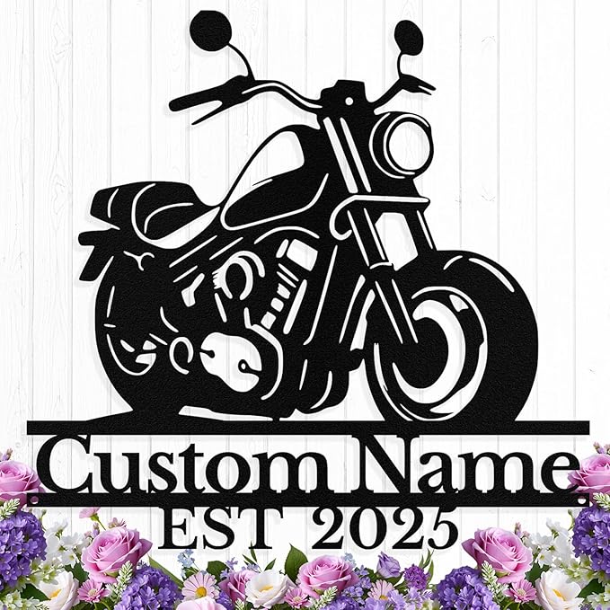 Custom Motorcycle Metal Sign Personalized Biker Name Sign Motorcycle Wall Art Motorbike Signs Garage/Man Cave Decor Gift for Bikers Men Husband