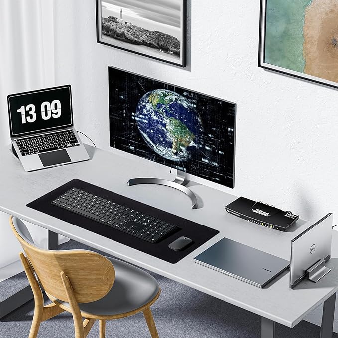 Reniteco Waterproof Large Gaming Mouse Pad with Durable Stitched Edges, Non-Slip Rubber Base, Grainy Jacquard Mouse Mat Desk Pad for Home Office Gaming, 27.6"x11.8"x0.12", Matte Black
