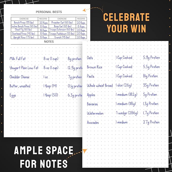 Nextnoid Hardcover Fitness & Food Journal - Workout & Meal Planner Notebook for Women & Men - A5 Sturdy Food Tracker Journal to Track Diet, Gym & Home Workouts - Beige