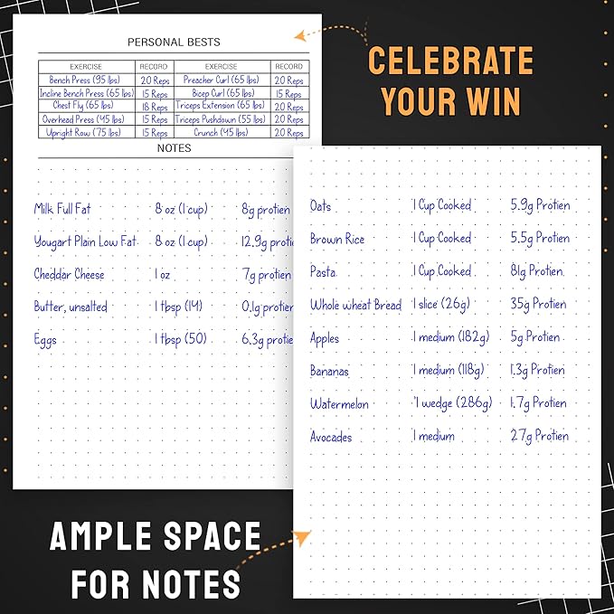Nextnoid Hardcover Fitness & Food Journal - Nutrition & Workout Planner for Men & Women - A5 Sturdy Workout Log Book to Track Diet, Gym & Home Workouts - Purple