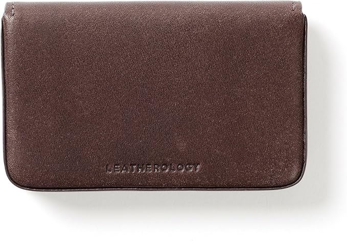 Leatherology Premium Mahogany Business Card Case, Magnetic Closure ID Holder, Full Grain Leather