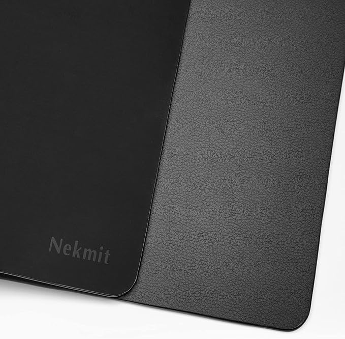 Nekmit Leather Desk Blotter Pad 17 x 12 Inches, Flat, Non-Slip, Waterproof, Black