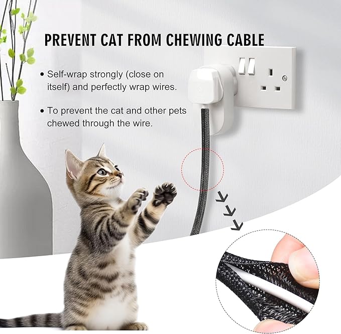 Moxita 10ft - 3/8 inch Cord Protector Cable Sleeve Split Wire Loom Tubing for Power Cord Audio USB Cable, Cord Sleeve Cable Management for TV Computer, Cord Protectors from Pets Chewing, Black