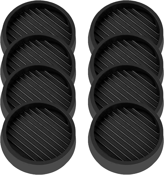 VOCOMO 4X4 Round Rubber Caster Cups, Non Slip Furniture Pads, Anti-Slip Gripper, Anti Skid Furniture Feet, Anti Slide Floor Protector for Bed Couch Table Chair Stoppers (Black, 8 Pack)