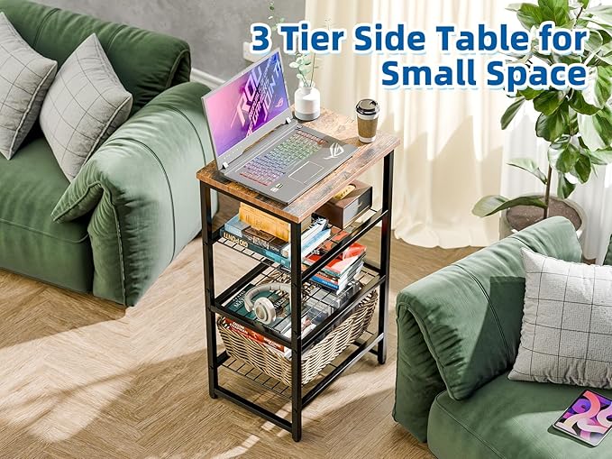 GEORIS 4 Tier Printer Stand, Spacious Floor Mount, Metal, Industrial, Printer Table Holder with Storage Shelf for Home Office Fax Machine Scanner