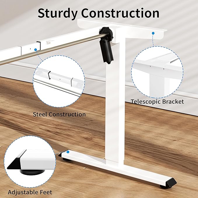 BIZUM Electric Standing Desk Frame, Height Adjustable Sit Stand Desk Base with Memory Preset Button, USB Port for Home Office, White Frame Only