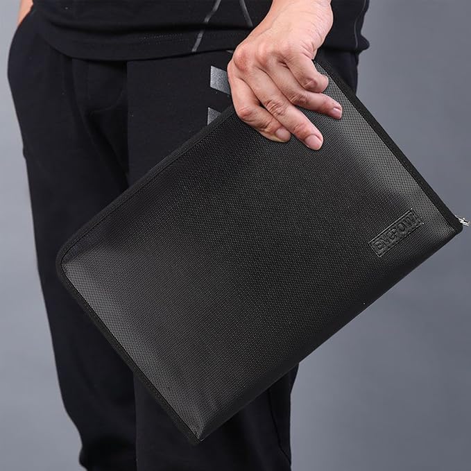 ENGPOW Fireproof File Folder Fireproof Fire and Water Resistant Money Document Bag with A4 Size 13 Pockets Zipper Closure Non-Itchy Silicone Coated Portable Filing Organizer Pouch(14.3" x 9.8")
