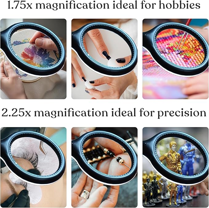 Brightech LightView Pro Flex 2 in 1 Magnifying Desk Lamp, 2.25x Light Magnifier, Adjustable Gooseneck Magnifying Glass with Light for Crafts, Reading, Close Work