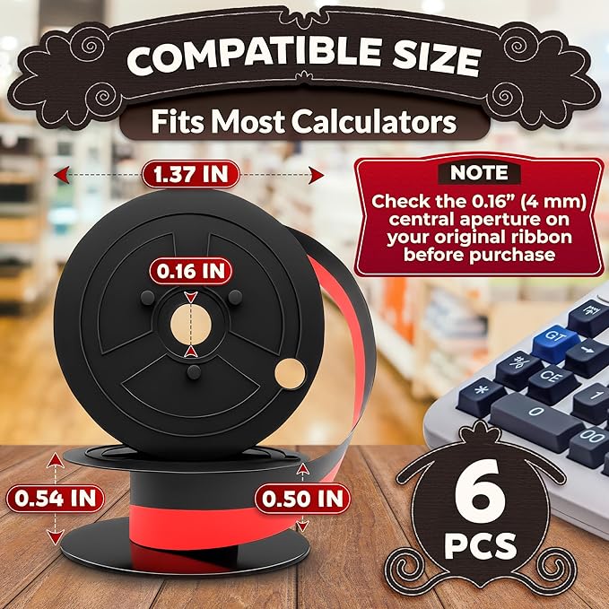 6 Pcs Sharp EL-1197PIII Calculator Ribbon – Canon MP11DX Calculator Rіbbon – Twin Spool Red/Black Replacement Ensures Sharp, Clear, Lasting and Smooth, Reliable Performance