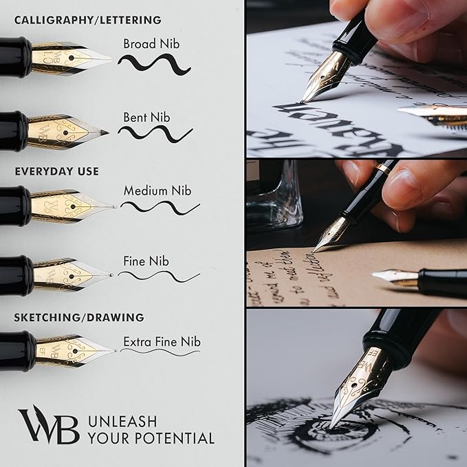 Wordsworth & Black Fountain Pen Set, Medium Nib, Includes 24 Ink Cartridges and Ink Refill Converter, Gift Case, Journaling, Calligraphy, Smooth Writing Pens [Crimson Red], Perfect for Men and Women