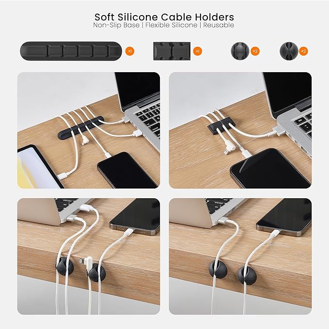 EUREKA ERGONOMIC Metal 316 PCS Cable Management Organizer Kit Cable Raceways, 6 Cable Holder, 4 Cord Sleeve, 60 Wire Clips, 2 Roll Self Adhesive Wire Ties, 100 Zip Ties Under PC Desk, Black