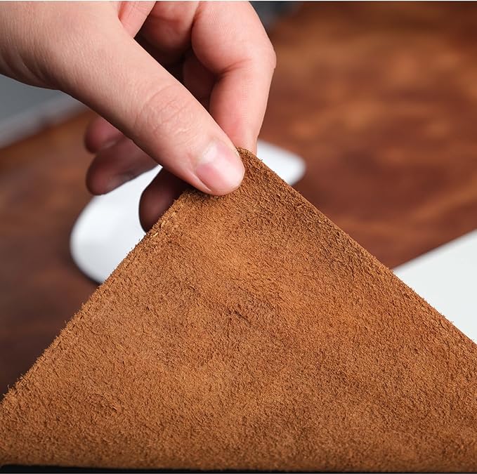 TORONATA Jersey Genuine Calfskin Leather Desk Pad, Office Desk Mat with Non-Slip Bottom, Smooth Surface for Mouse & Keyboard, Desk Protector (36x19 inches) (Antic Tan)
