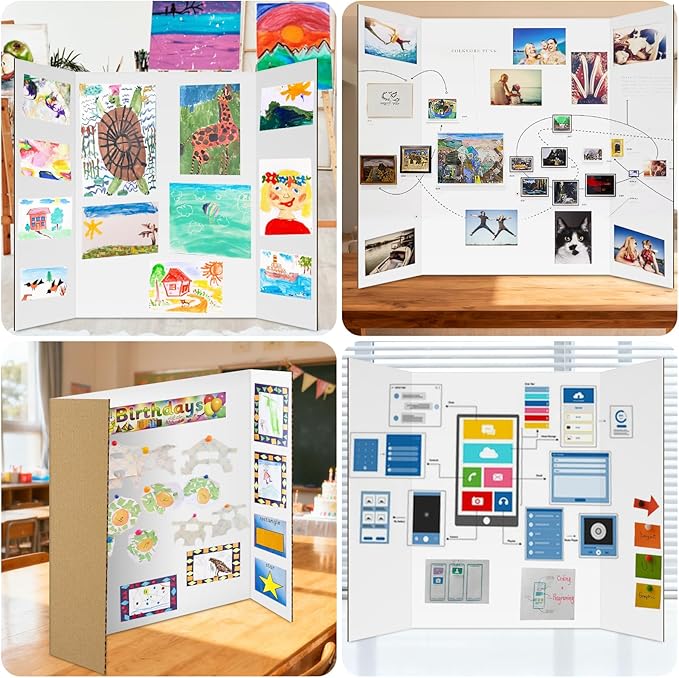 20 Pack Trifold Poster Board (26" x 17"), Single-Sided White Poster Board for Science Fairs, School Projects, Graduation Party, Event Displays, and Business Presentations