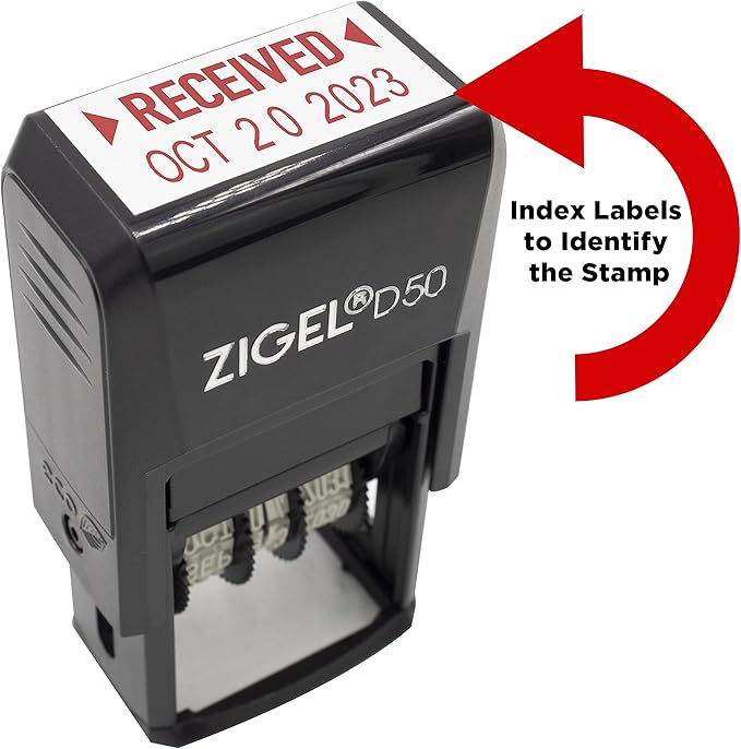 ZIGEL D50 Date Stamp with Scanned - Self Inking Date Stamp - Red