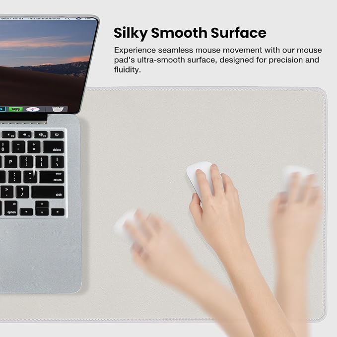 ALOANES Waterproof Mouse Pad with Durable Stitched Edge, XXXL Gaming Keyboard Pad, Non-Slip Rubber Base Mouse Mat, Extended Desk pad for Gamer, Office & Home, Beige Mousepad 35.4''x 15.7''x 0.12''