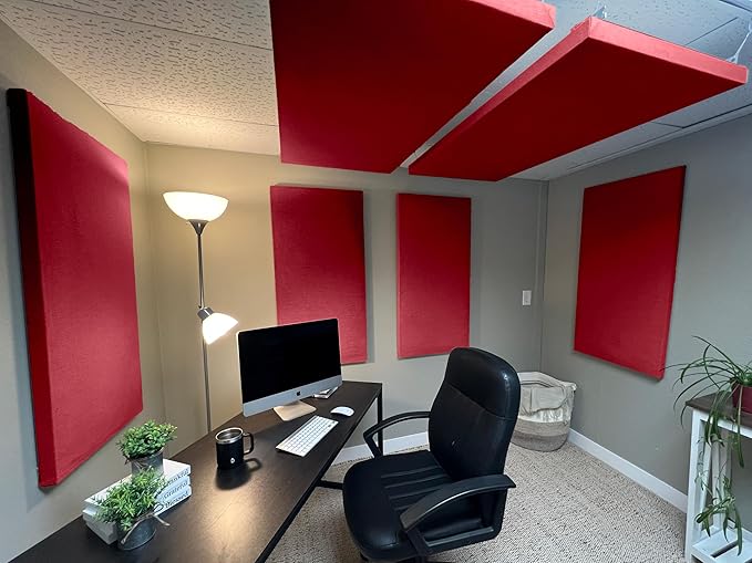 ATS Acoustics Home Office Residential Acoustic Treatment Room Kit Sound Absorbing Acoustic Panel 6 Pack for 50-100 Sq Ft (Claret)