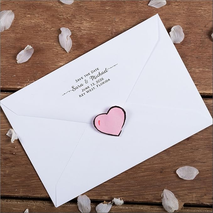 PrettySweetParty Self Inking Return Address Stamp - Custom 4 Line Personalized Address Stamp for Envelopes, Wedding Invitations, Business, Mailing Labels (Williams Curly Tails)