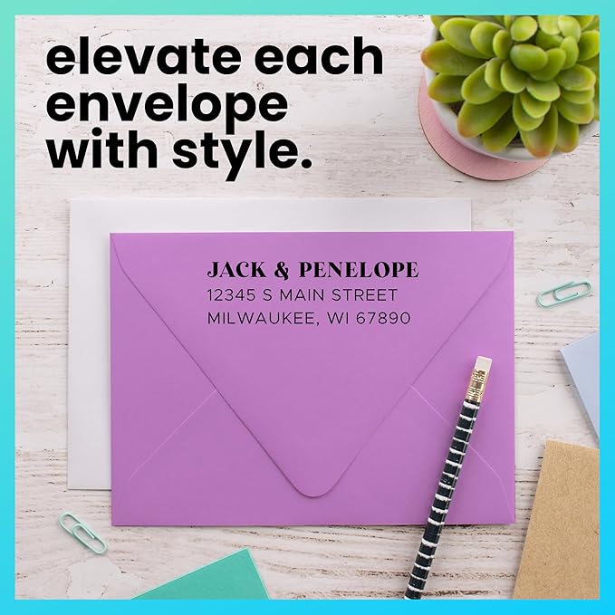 ExcelMark Personalized Return Address Stamp – Custom Self Inking Rubber Stamp (Medium, The Statement)