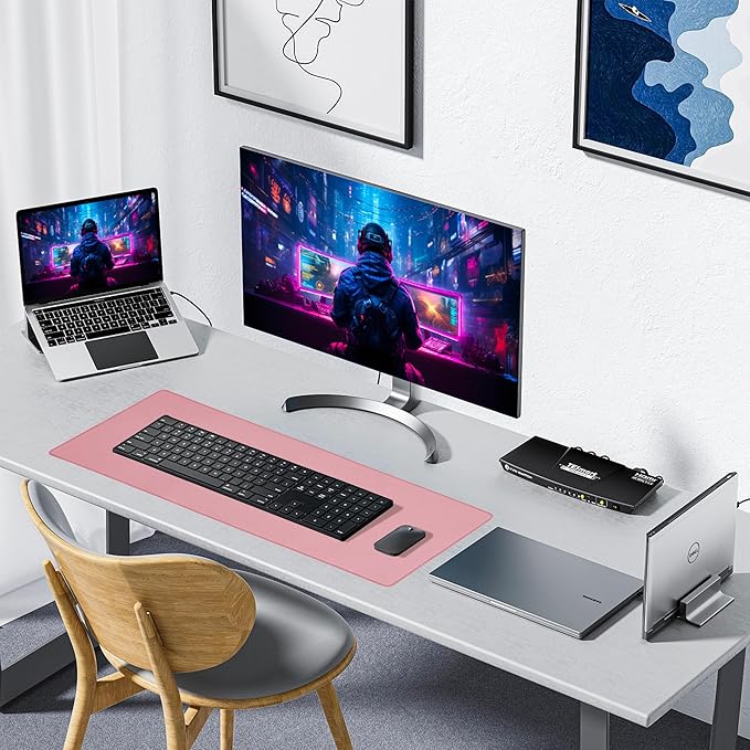 ALOANES Waterproof Mouse Pad with Durable Stitched Edge, XXXL gaming Keyboard Pad, Non-Slip Rubber Base Mouse Mat, Extended Desk pad for Gamer, Office & Home, Dark Rose Mousepad 35.4''x 15.7''x 0.12''
