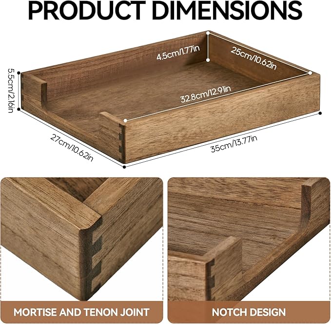 Kirigen Wood Letter-Size Tray Single-Tier(TP-DBR)- Wooden Tones Collection Front-Load Documents Tray for Office Desktop Organizer - Desk Magazine, File, Folder, Paper Holder Drak Brown
