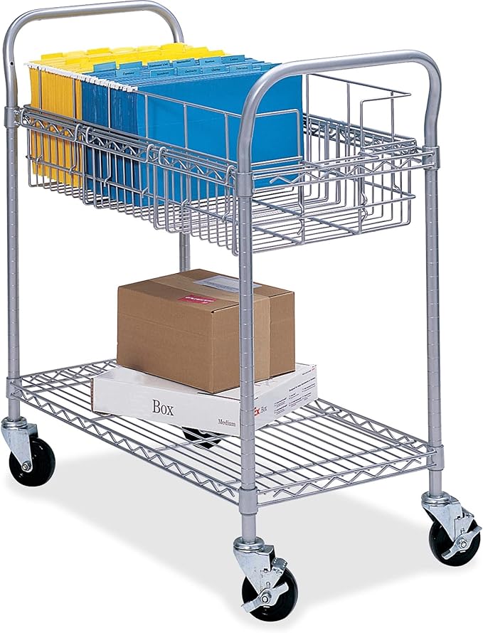 Safco 5235GR Wire Mail Cart Holds 75 Legal Folders, Sold Separately, Gray
