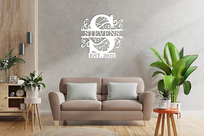 Personalized Metal Sign, Family Name Sign, Split Letter Monogram Sign, Established Family Signs, Metal Name Sign, Monogram Wall Decor, Personalized Signs