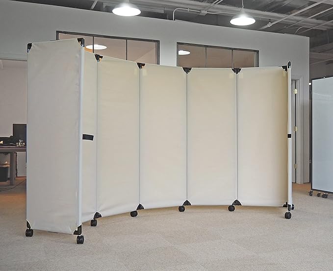Versare MP6 Portable Folding Wall Partition | Economical 3 Panel Design | Portable Room Divider On Wheels | Adjustable, Freestanding Setup | Multiple Widths