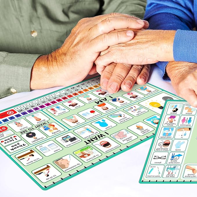 Geyoga 12 Pcs Nonverbal Communication Board, 16.73 x 11.22'' Patient Picture Symbol Communication Cards for Adults